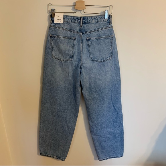 NWT ZARA Mid-Rise Wide Leg Blue Jeans, Size S - Picture 10 of 11
